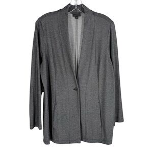 J Jill Wearever Collection Blazer Womens Size Medium P Gray Stretch Knit Classic